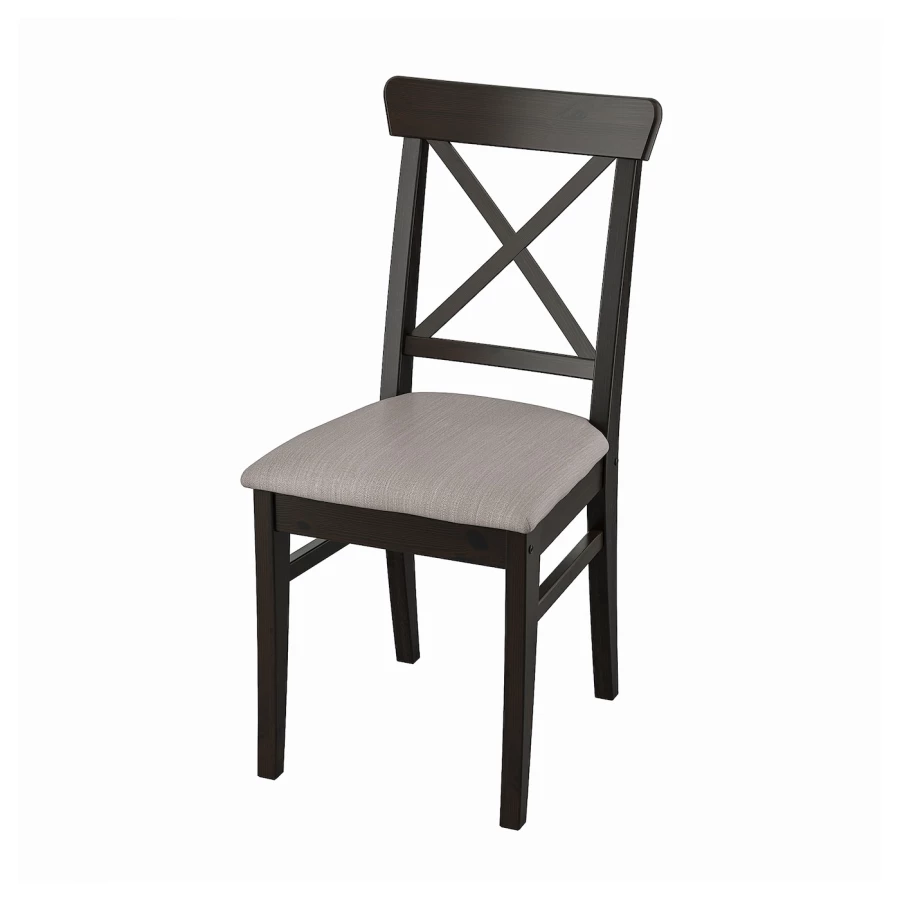 Стул деревянный с мягким сиденьем - IKEA INGOLF/ИНГОЛЬФ ИКЕА, 91х43х53 см, черный (изображение №1)