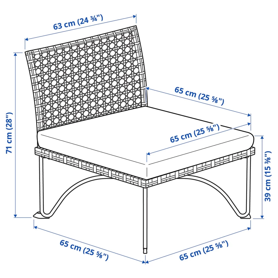 Кресло садовое - IKEA JUTHOLMEN, 65x73x71 см, серый/белый, ЮТХОЛЬМЕН ИКЕА (изображение №6)