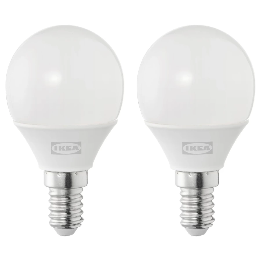 Светодиодная лампа E14 - IKEA SOLHETTA/СОЛХЕТТА ИКЕА, 4,5 см, 2 шт (изображение №1)