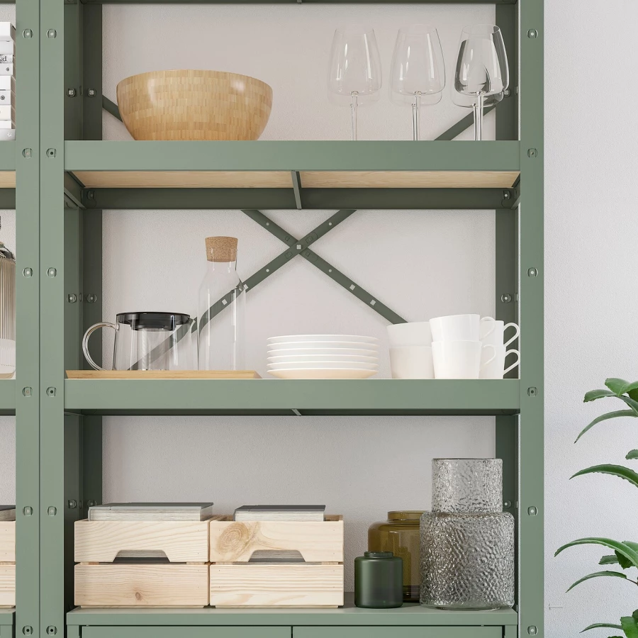 Стеллаж - IKEA BROR, 170х40х190 см, серо-зеленый, БРУР ИКЕА (изображение №3)