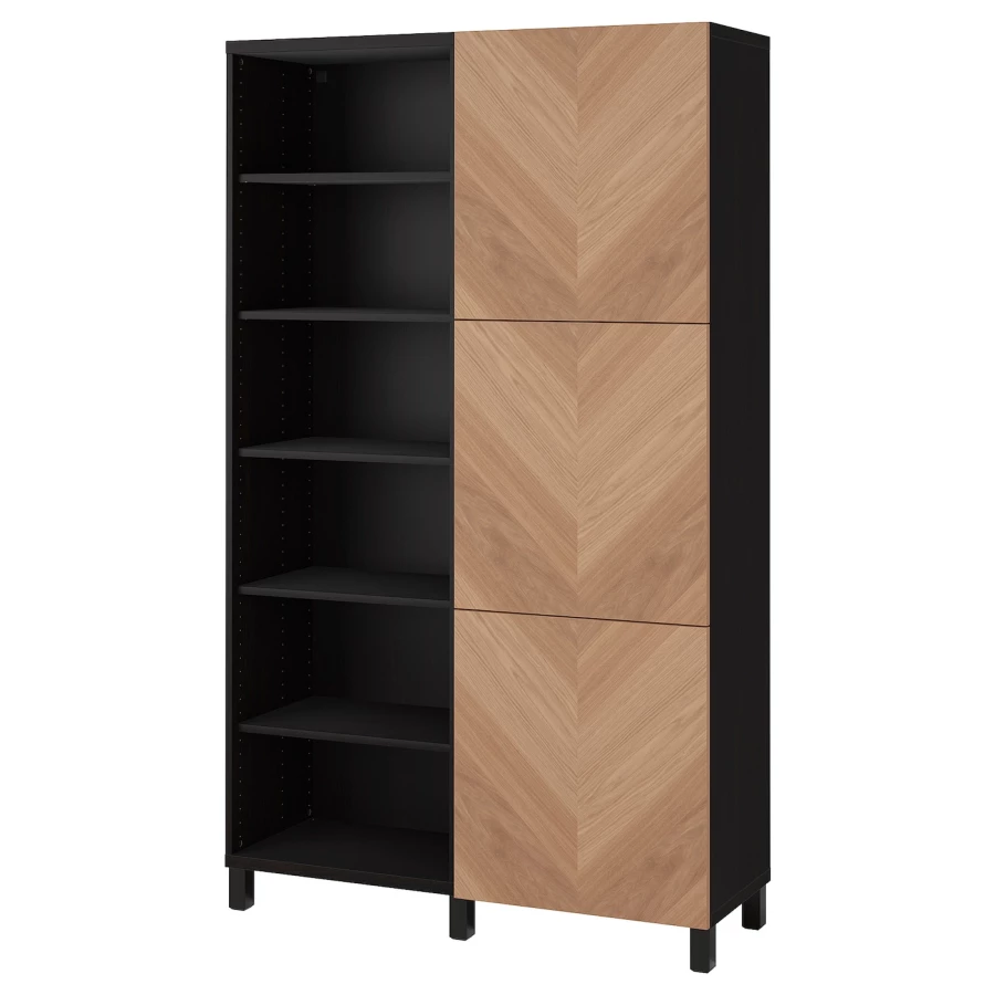 Книжный шкаф с дверцей - IKEA BESTÅ/BESTA, 120x42x202 см, черный, Беста/Бесто ИКЕА (изображение №1)