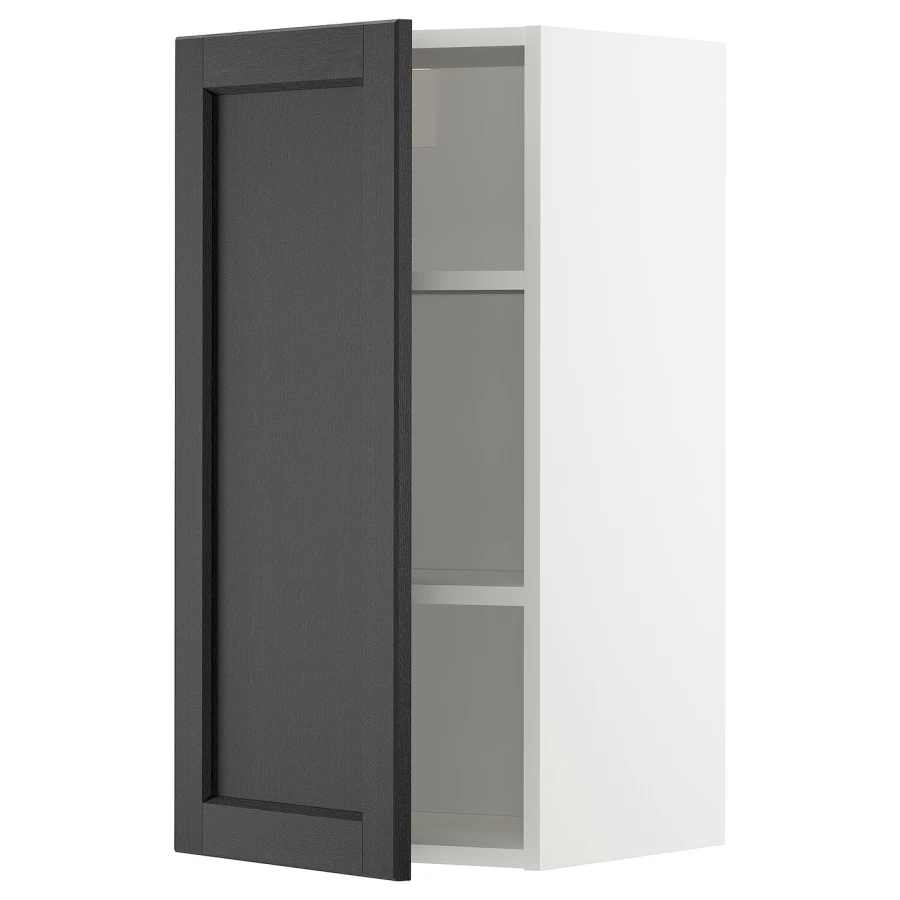 Навесной шкаф с полкой - METOD IKEA/ МЕТОД ИКЕА, 80х40 см, белый/черный (изображение №1)