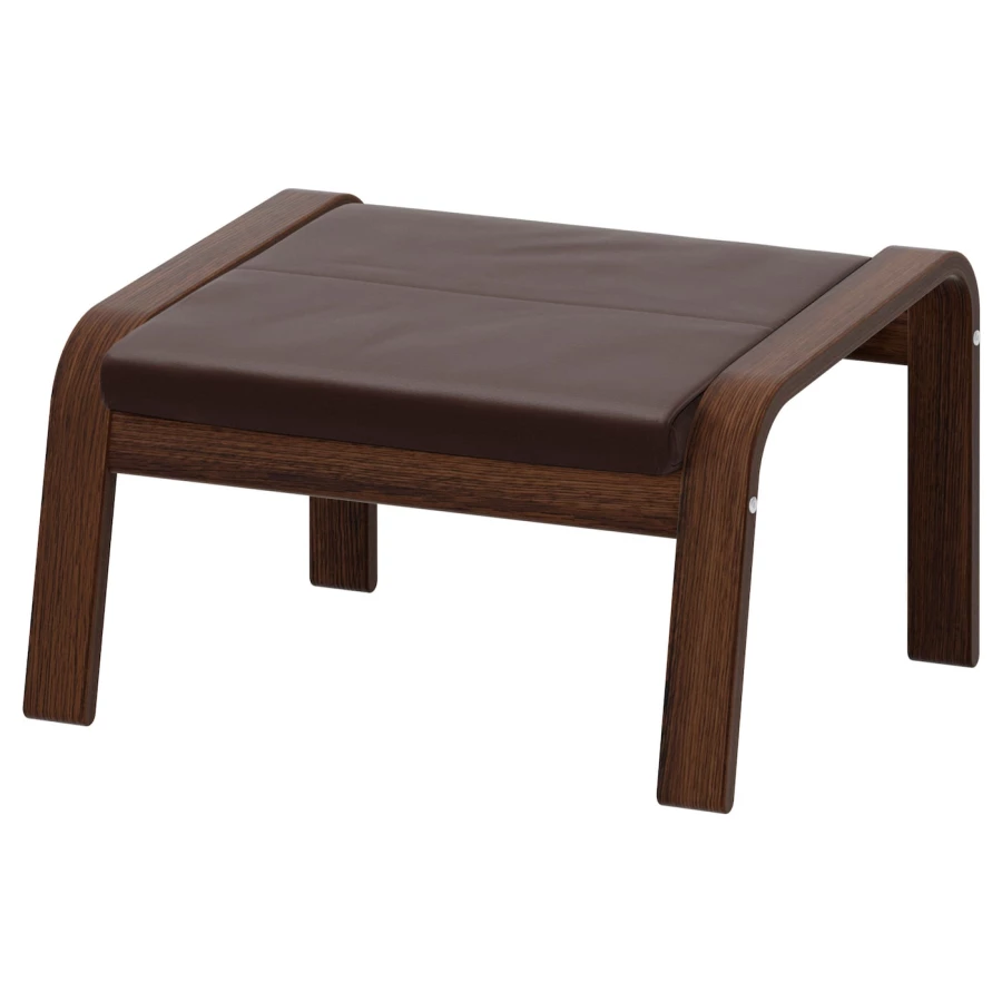 Кресло с подставкой для ног - IKEA POÄNG/POANG/ИКЕА ПОЭНГ, 100х82х68см, коричневый/глос темно-коричневый (изображение №3)