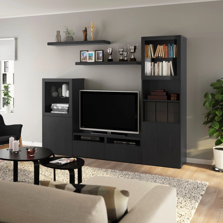 Комплект мебели д/гостиной  - IKEA BESTÅ/BESTA LACK, 193x42x240см, черный, БЕСТО ЛАКК ИКЕА (изображение №2)