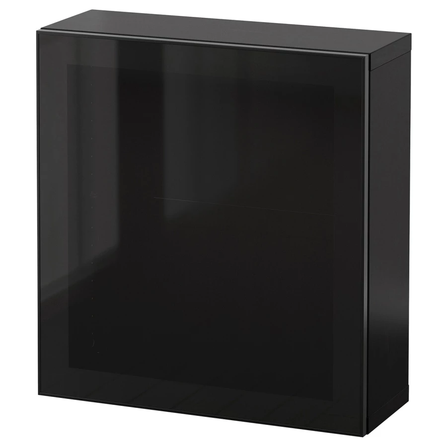 Комбинация навесного шкафа - IKEA BESTÅ/BESTA/БЕСТО ИКЕА, 64х22х60 см, черный глянцевый (изображение №1)