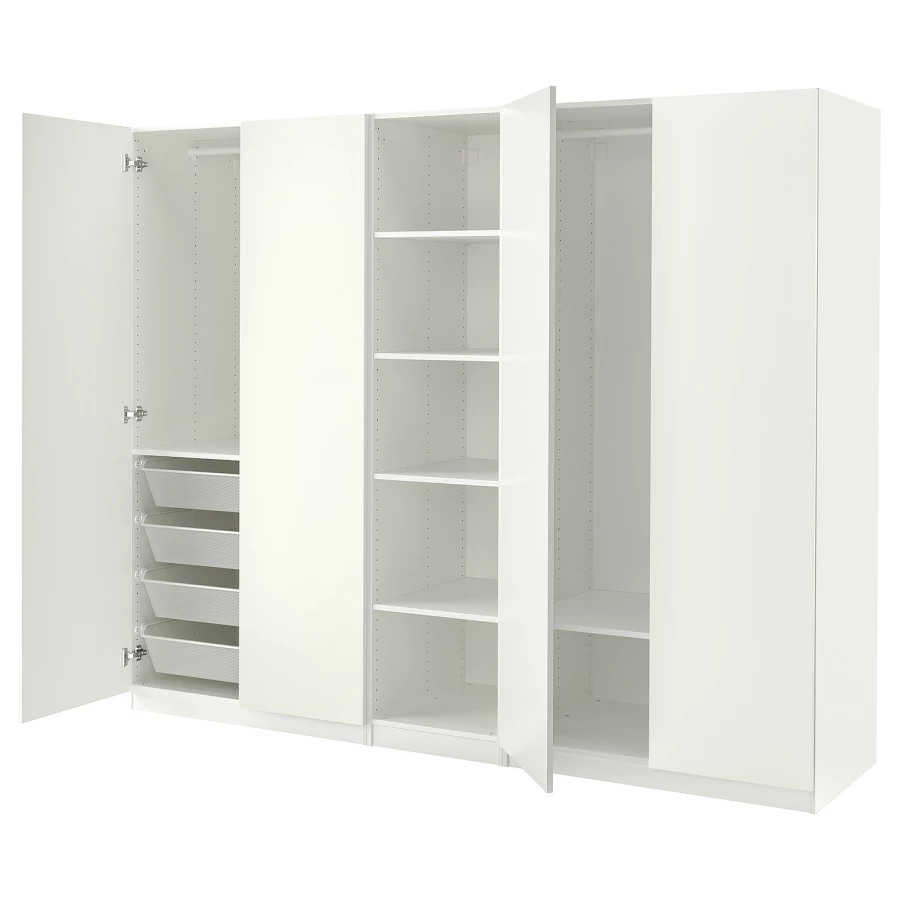 Гардероб - IKEA PAX/FORSAND/ ПАКС/ФОРСАНД ИКЕА, 250x60x201 см, белый (изображение №1)