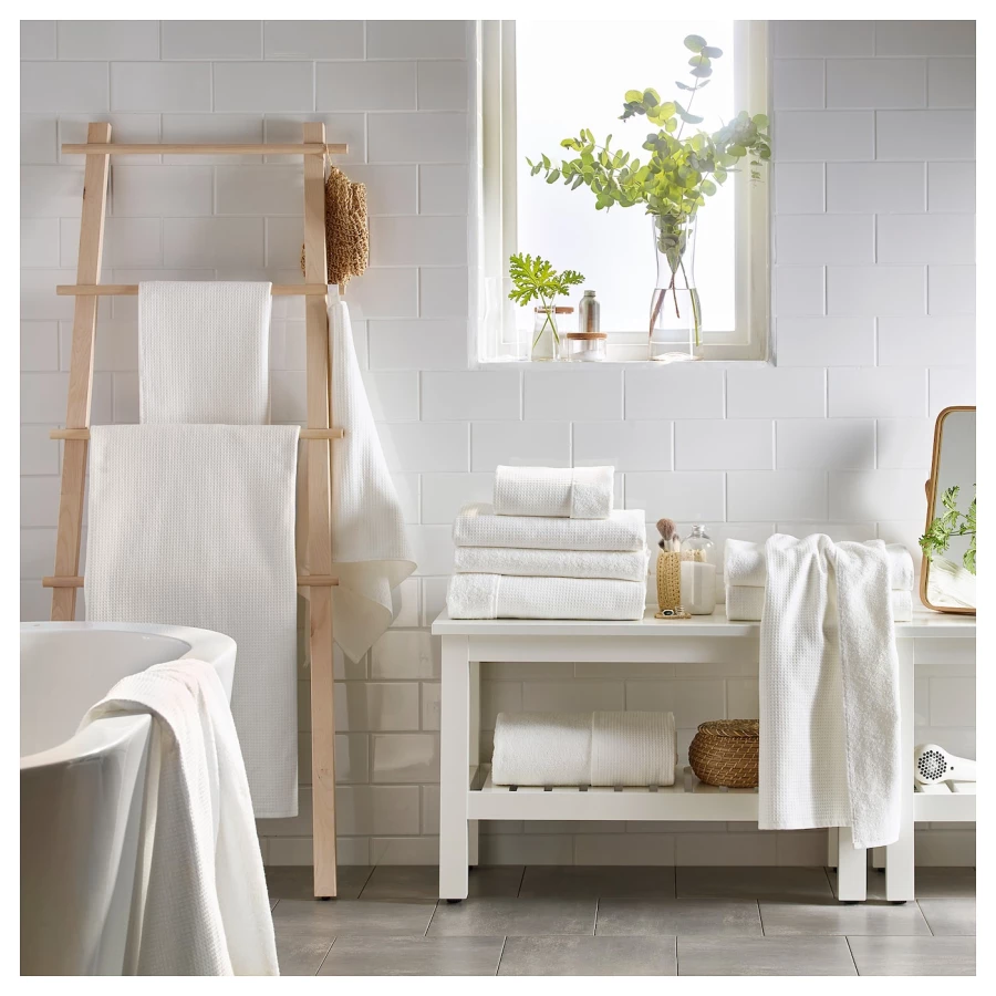 Полотенце для рук - IKEA SALVIKEN, 100х50 см, белый, САЛЬВИКЕН ИКЕА (изображение №4)