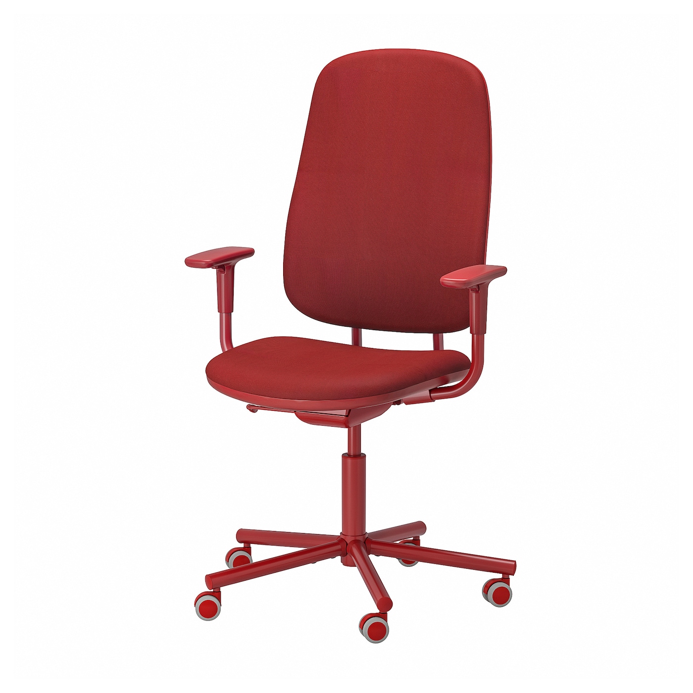 Офисный стул с подлокотниками - IKEA SMÖRKULL/SMORKULL/СМЁРКУЛЛ ИКЕА, 104х66х59 см, красный