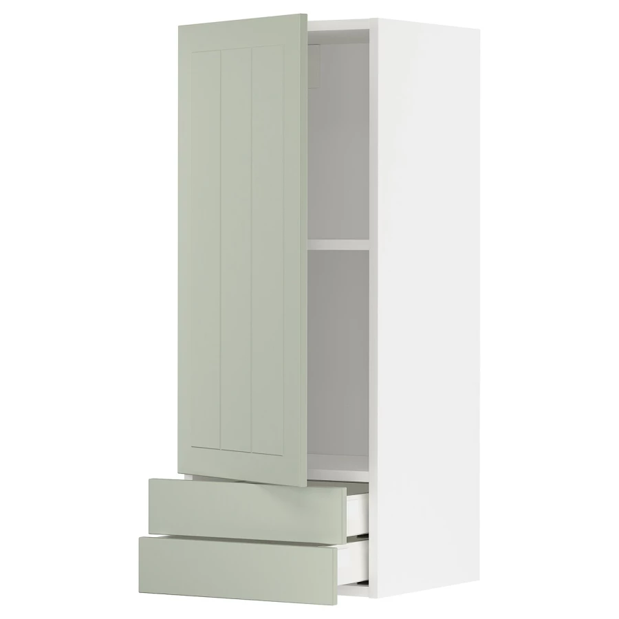 Навесной шкаф с полкой - METOD/MAXIMERA  IKEA/ МЕТОД /МАКСИМЕРА ИКЕА, 100х40 см, белый/зеленый (изображение №1)