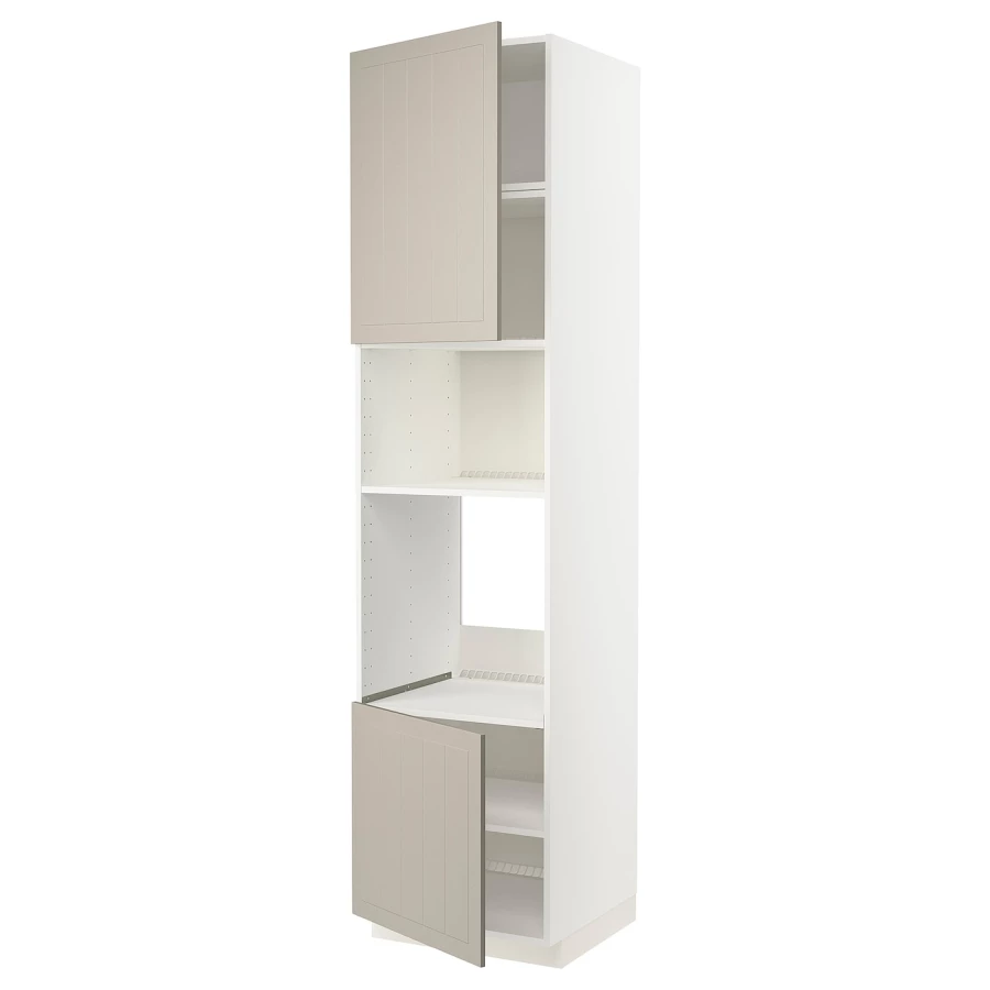 Кухонный шкаф-пенал - IKEA METOD/МЕТОД ИКЕА, 240х60х60 см, белый/бежевый (изображение №1)