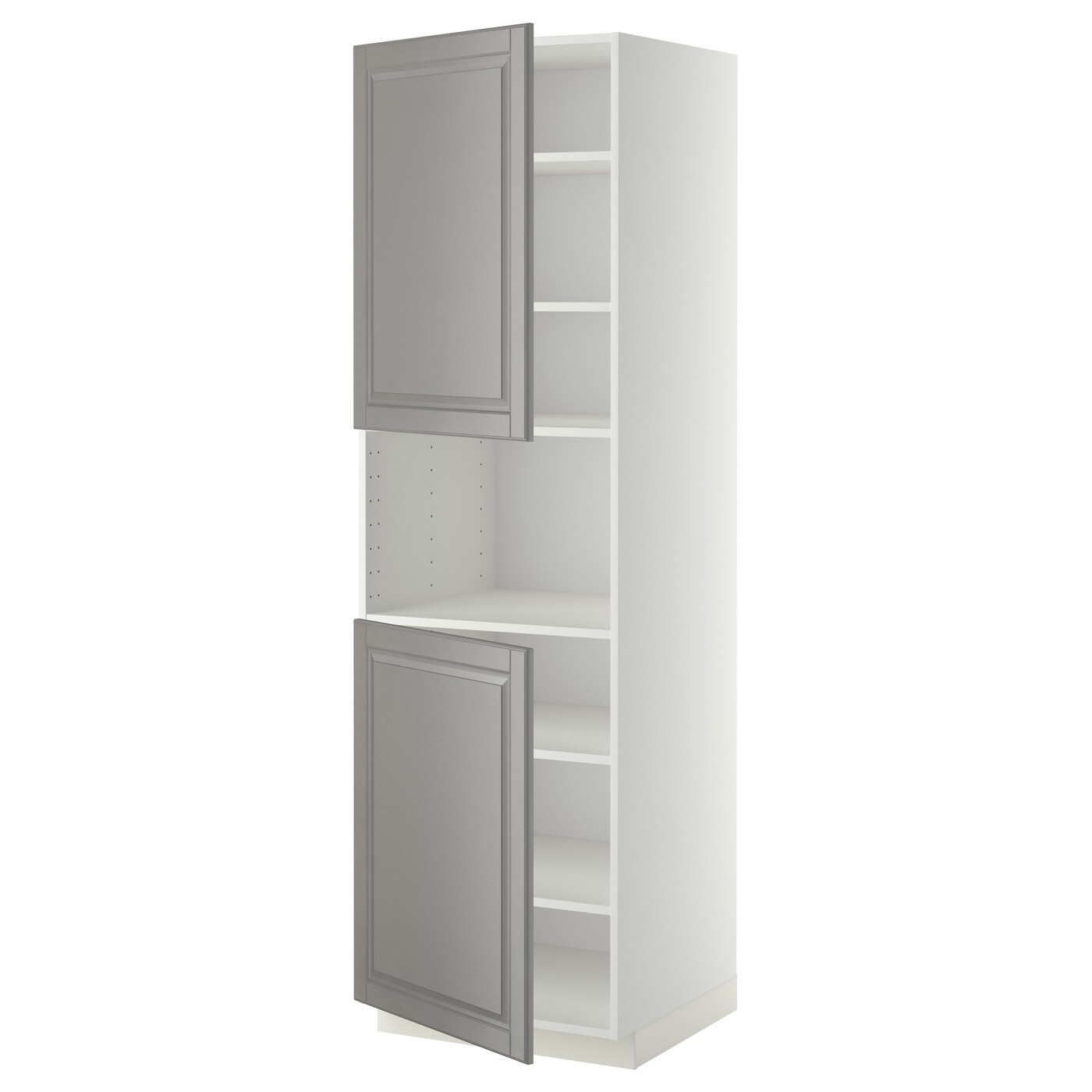 Кухонный шкаф-пенал - IKEA METOD/МЕТОД ИКЕА, 200х60х60 см, белый/серый