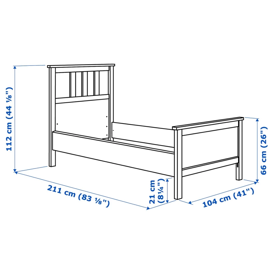Односпальная кровать- IKEA HEMNES/LURÖY, 90x200 см, Хемнэс/Лурой ИКЕА (изображение №10)