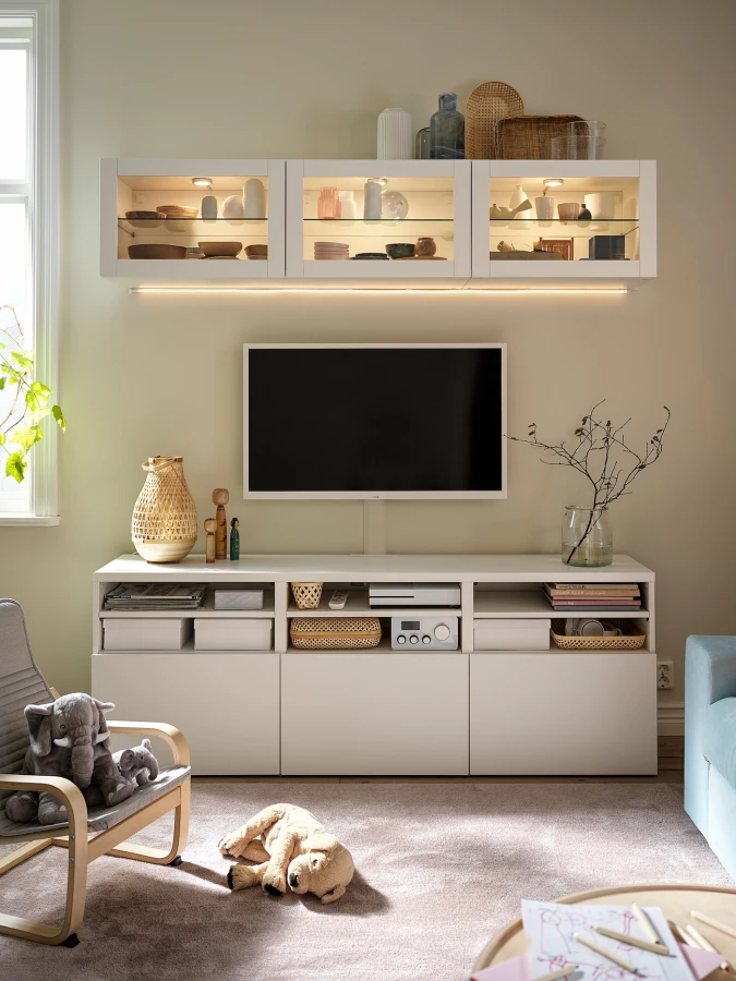 Комбинация для хранения ТВ - IKEA BESTÅ/BESTA, 192x42x180см, белый, БЕСТО ИКЕА (изображение №4)