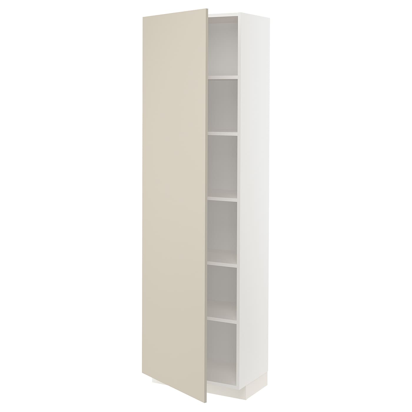 Высокий кухонный шкаф с полками - IKEA METOD/МЕТОД ИКЕА, 200х37х60 см, белый/бежевый