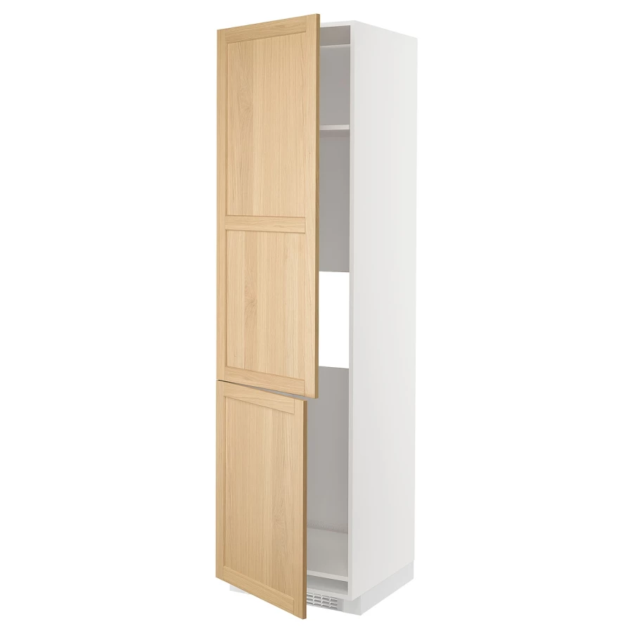 Высокий кухонный шкаф - IKEA METOD/МЕТОД ИКЕА, 220х60х60 см, белый/светло-коричневый (изображение №1)