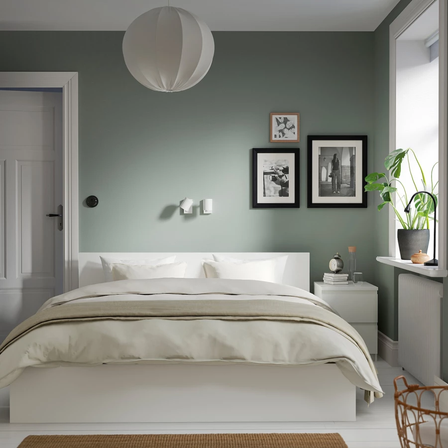 Комплект мебели для спальни- IKEA MALM/LINDBАDEN/LINDBÅDEN, 140х200 см, белый, МАЛЬМ/ЛИНДБАДЕН ИКЕА (изображение №2)