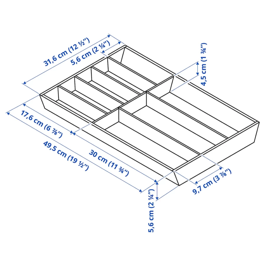 Лоток для столовых приборов - IKEA UPPDATERA, 50х32 см, бамбук, УППДАТЕРА ИКЕА (изображение №4)