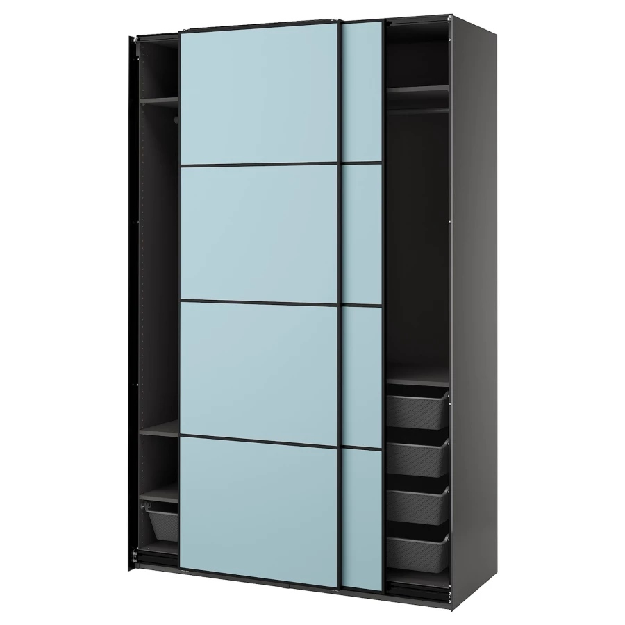 Шкаф - PAX / MEHAMN IKEA/ ПАКС / МЕХАМН  ИКЕА, 236х150  см, черный (изображение №1)