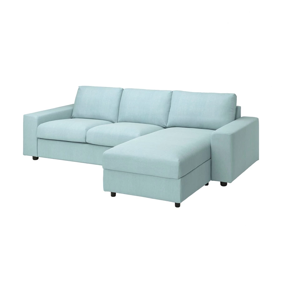 Чехол на 3-местный диван с шезлонгом - KEA VIMLE/ВИМЛЕ ИКЕА, голубой (изображение №1)