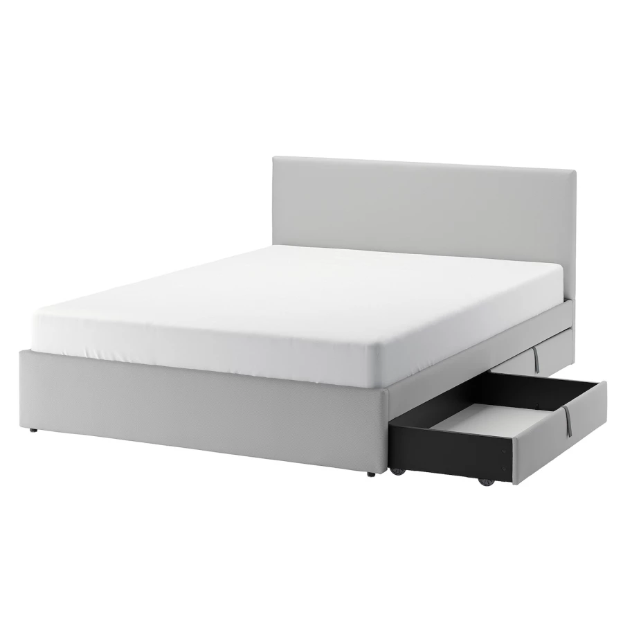 Основание двуспальной кровати - IKEA GLADSTAD, 200х140 см, светло серый, ГЛАДСТАД ИКЕА (изображение №1)