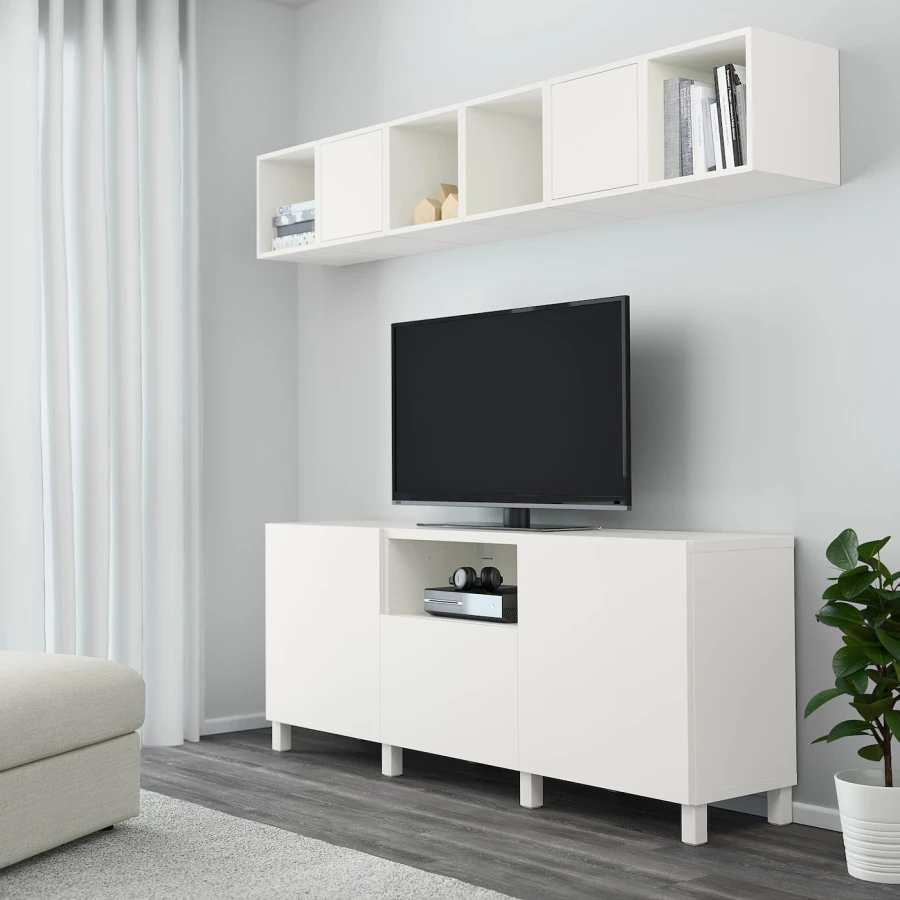 Комплект мебели д/гостиной  - IKEA BESTÅ/EKET, 210x40x220 см, белый, БЕСТО\ЭКЕТ ИКЕА (изображение №2)