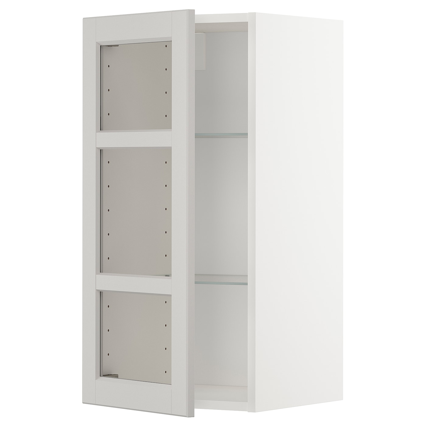Шкаф со стеклянными дверцами  - METOD  IKEA/  МЕТОД ИКЕА, 80х40 см, белый/светло-серый