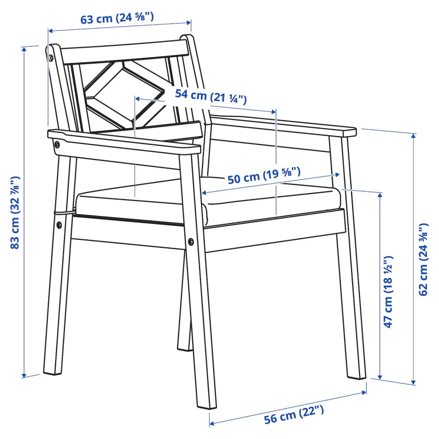 Стол + 4 стула - BONDHOLMEN IKEA/ БОНДХОЛЬМЕН ИКЕА, 115х75 см, белый (изображение №3)