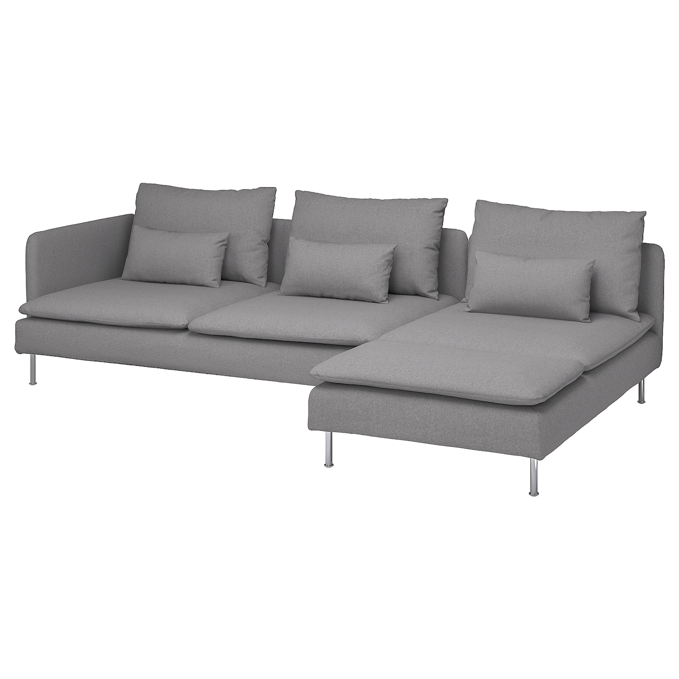 3-местный диван и шезлонг - IKEA SÖDERHAMN/SODERHAMN, 99x291см, серый/светло-серый, СЕДЕРХАМН ИКЕА