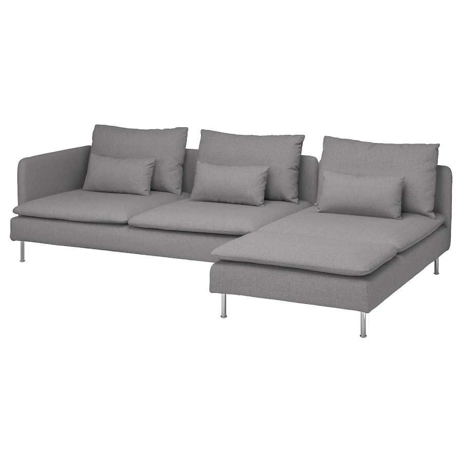 3-местный диван и шезлонг - IKEA SÖDERHAMN/SODERHAMN, 99x291см, серый/светло-серый, СЕДЕРХАМН ИКЕА (изображение №1)