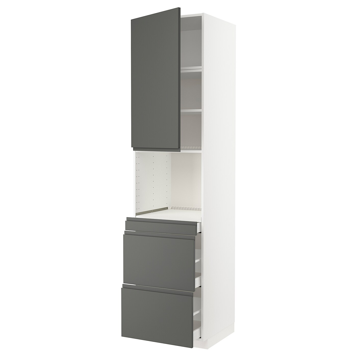 Высокий шкаф - IKEA METOD/MAXIMERA/МЕТОД/МАКСИМЕРА ИКЕА, 240х60х60 см, белый/темно-серый