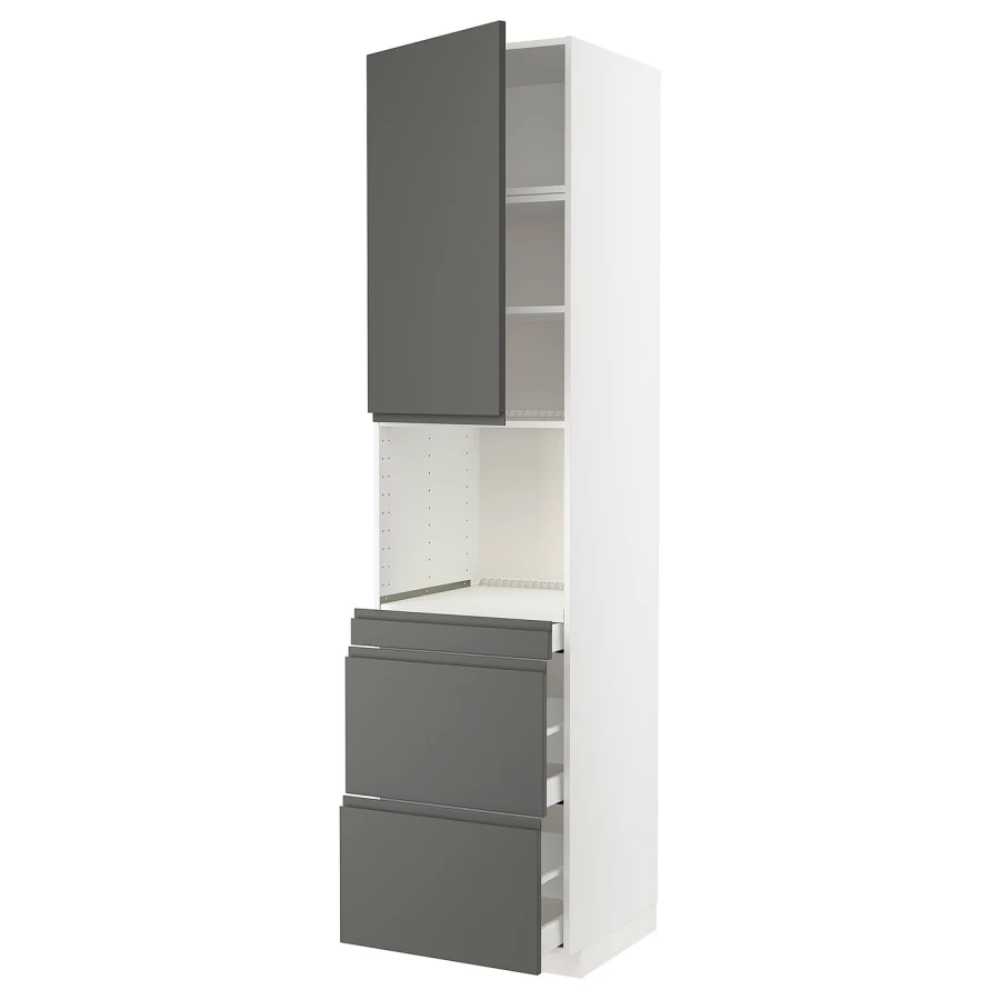 Высокий шкаф - IKEA METOD/MAXIMERA/МЕТОД/МАКСИМЕРА ИКЕА, 240х60х60 см, белый/темно-серый (изображение №1)