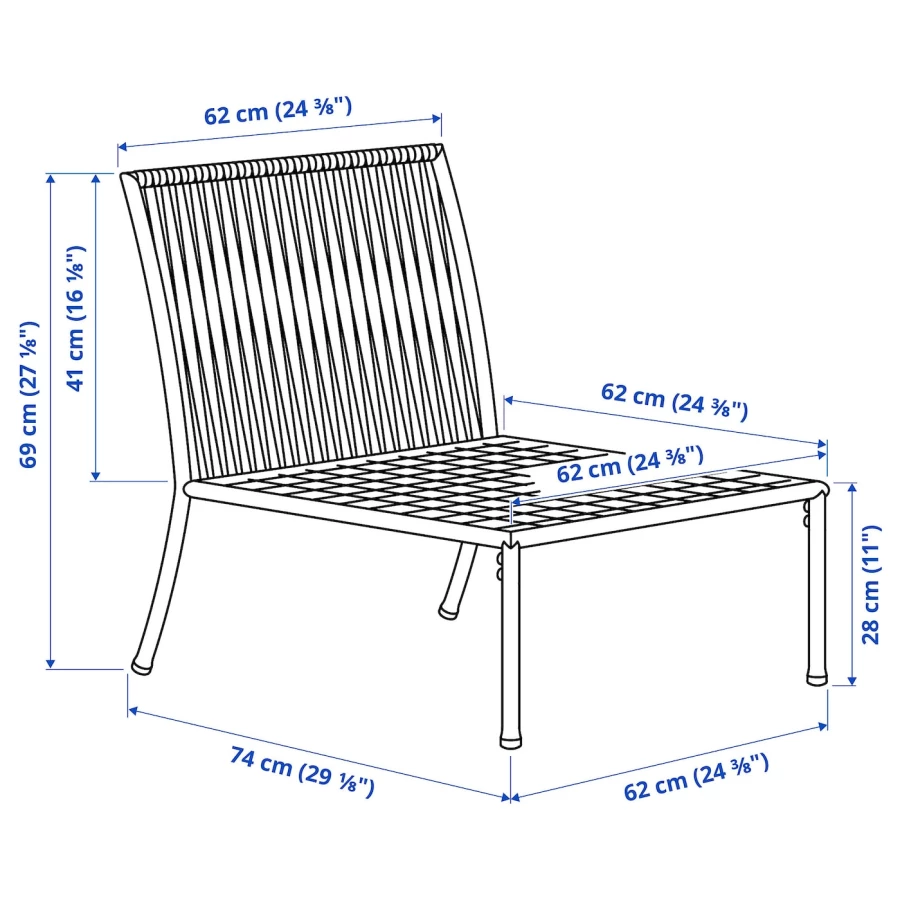 Садовое кресло - IKEA SEGERÖN/SEGERON, 69х62 см, белый, СЕГЕРОН ИКЕА (изображение №15)