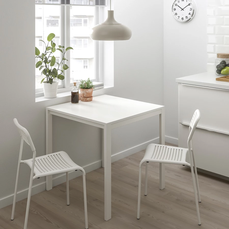 Стол и 2 стула - IKEA MELLTORP/ADDE/МЕЛЬТОРП/АДДЕ ИКЕА, 75х75 см, белый (изображение №3)