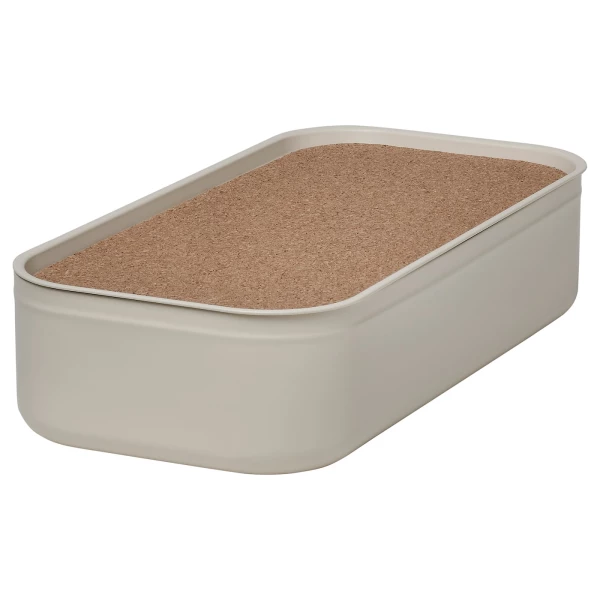 Коробка с крышкой - HARVMATTA IKEA/ ХАРВМАТТА ИКЕА,  12х6 см, белый/бежевый
