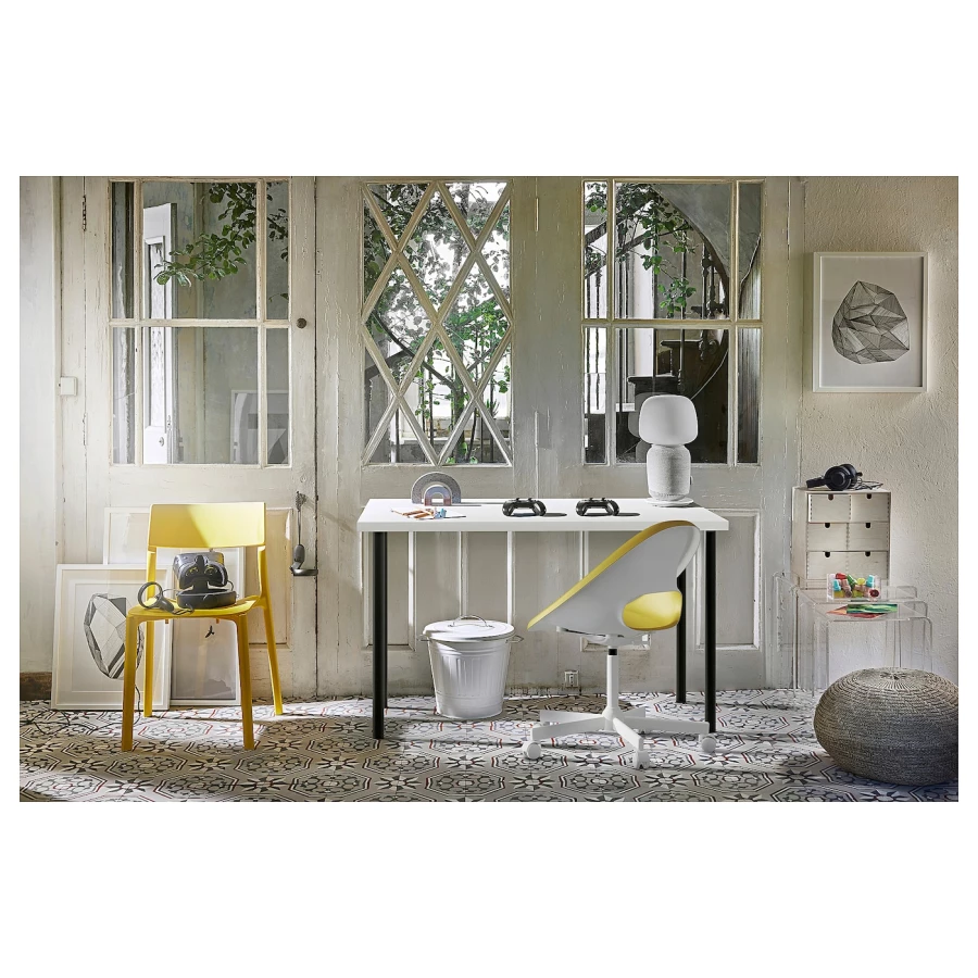 Письменный стол - IKEA LAGKAPTEN/ADILS, 120х60 см, белый/черный, ЛАГКАПТЕН/АДИЛЬС ИКЕА (изображение №4)