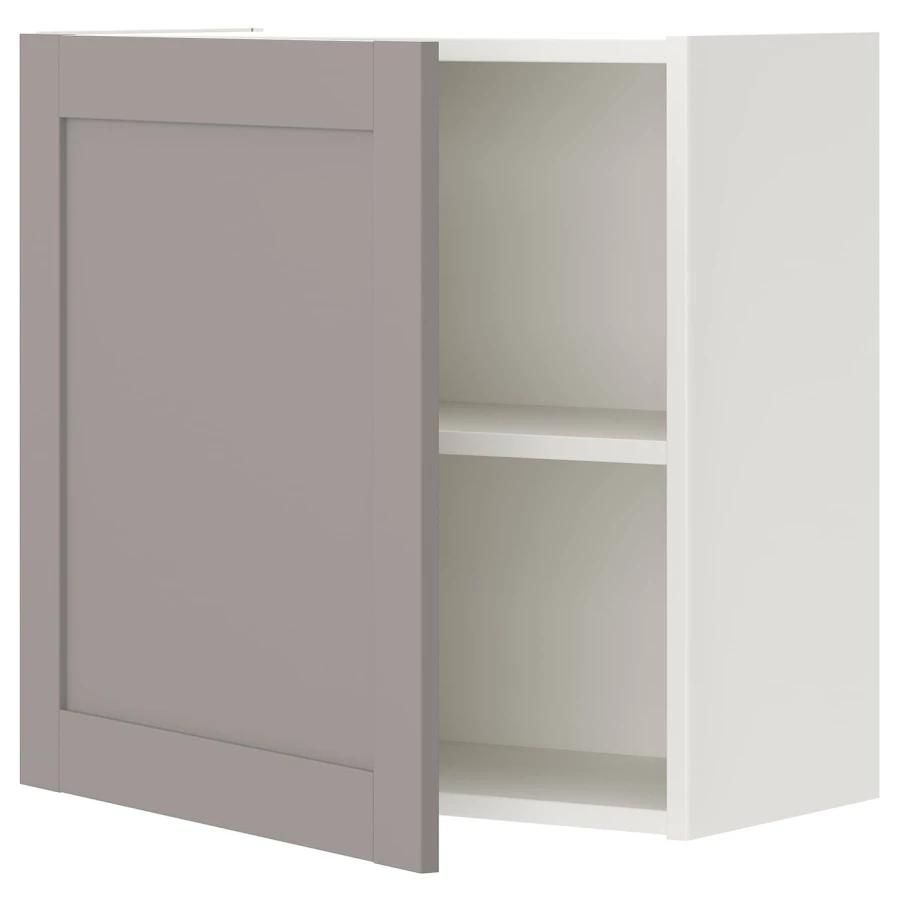 Кухонный навесной шкаф - ENHET IKEA/ ЭНХЕТ ИКЕА, 60х30х60  см, белый/серый (изображение №1)