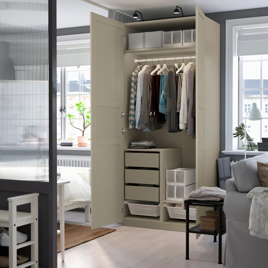 Гардеробная комбинация - IKEA PAX/TYSSEDAL / ПАКС/ТИССЕДАЛЬ ИКЕА, 236x100x60 см ,бежевый (изображение №6)