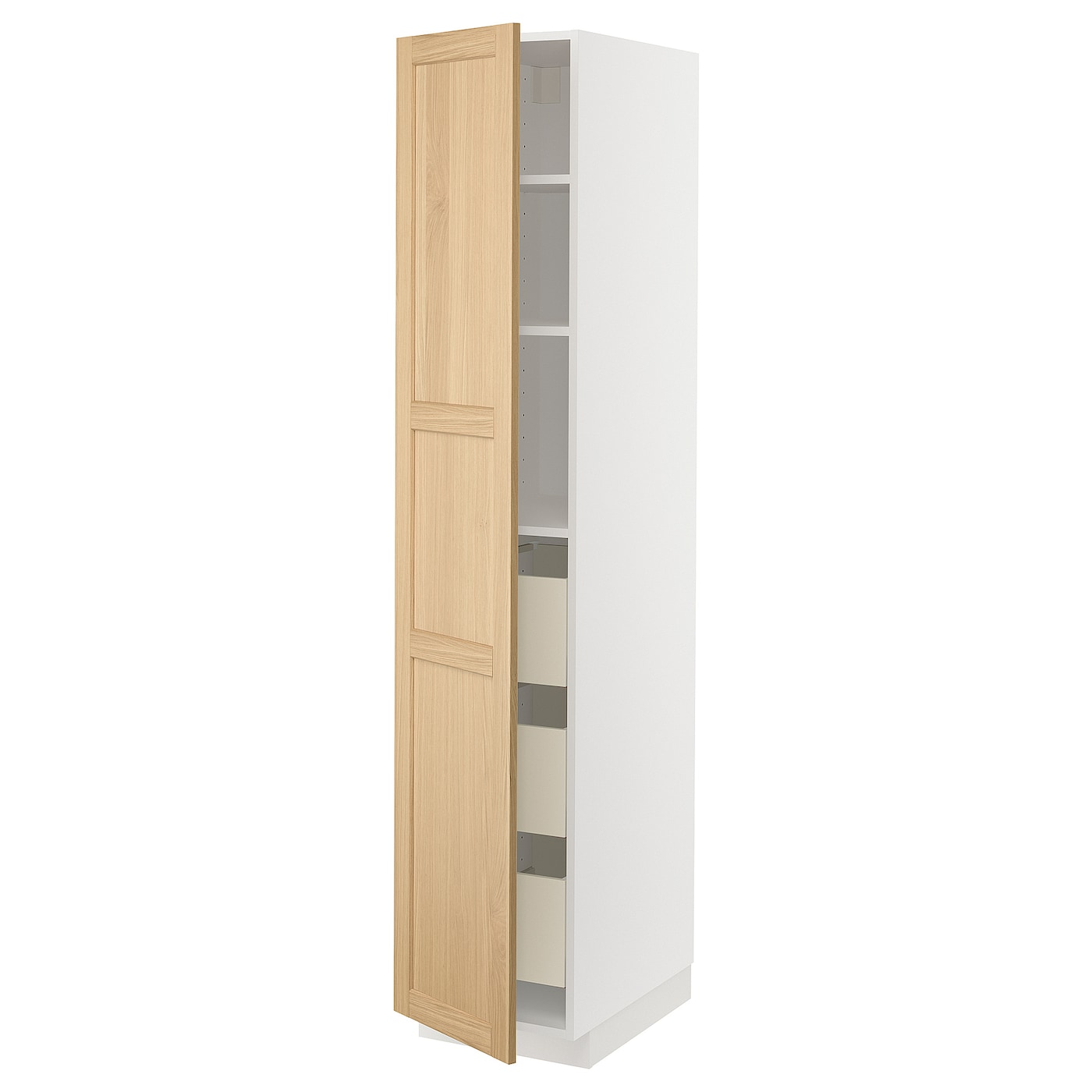 Высокий шкаф с ящиками - IKEA METOD/MAXIMERA/МЕТОД/МАКСИМЕРА ИКЕА, 200х60х40 см, белый/светло-коричневый