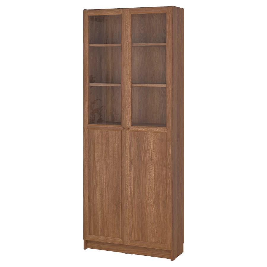 Книжный шкаф -  BILLY / OXBERG IKEA/ БИЛЛИ/ ОКСБЕРГ ИКЕА, 80х30х202 см,коричневый (изображение №1)