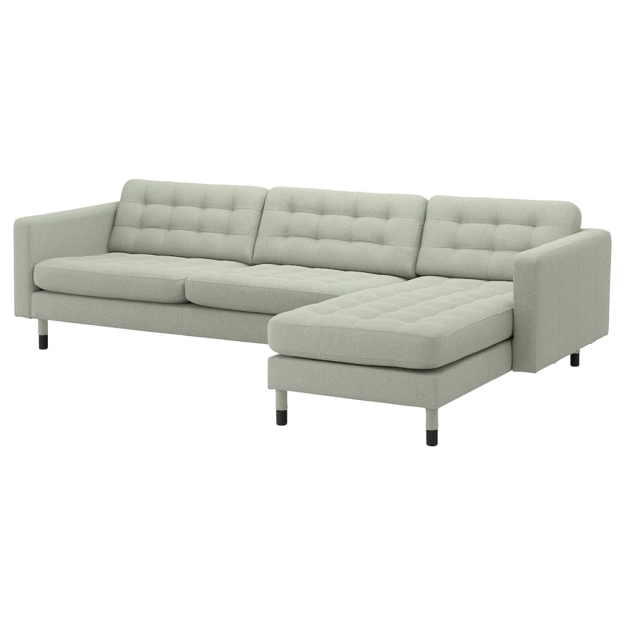 4-местный диван с шезлонгом - IKEA LANDSKRONA, 89x280см, светло-серый, ЛАНДСКРУНА ИКЕА (изображение №1)