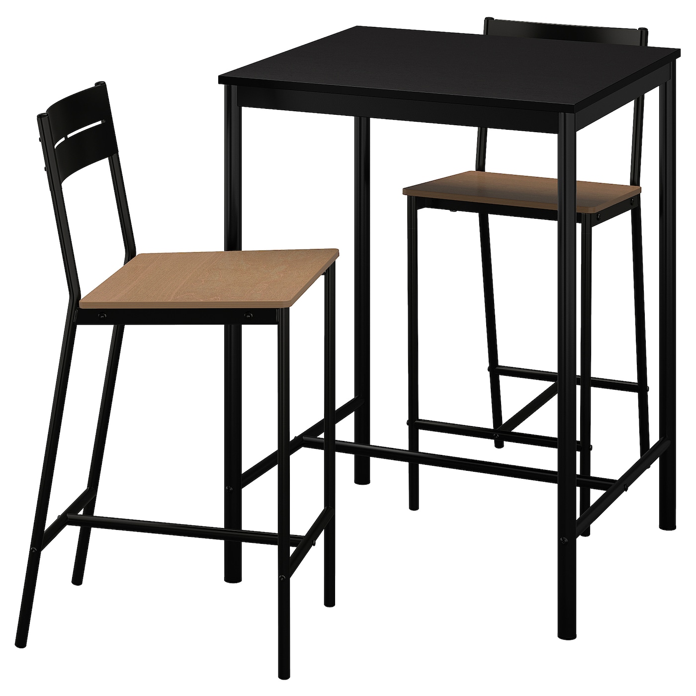 Стол и 2 барных стула - SANDSBERG IKEA /САНДСБЕРГ ИКЕА, 67х67х90 см, черный/коричневый