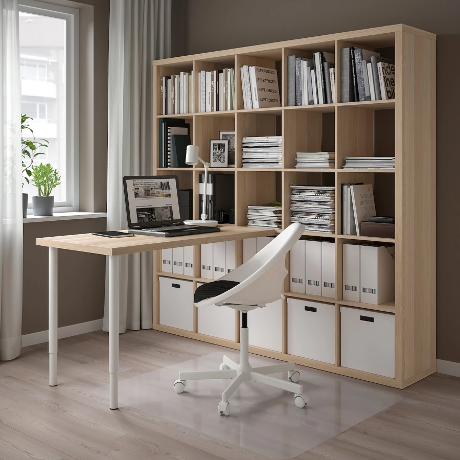 Письменный стол и стеллаж - IKEA KALLAX/LAGKAPTEN, 120х60 см, 182х39х182 см, под беленый дуб/белый, КАЛЛАКС/ЛАГКАПТЕН ИКЕА (изображение №2)