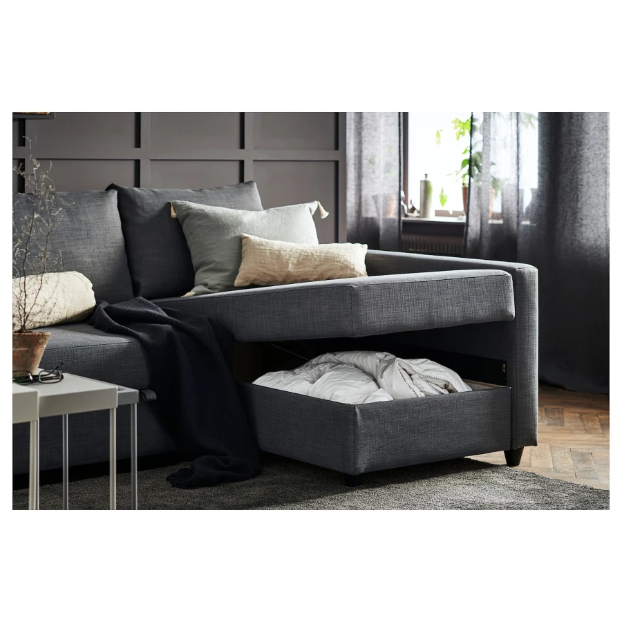 Угловой диван-кровать - IKEA FRIHETEN, 66x151x230см, cерый, ФРИХЕТЭН ИКЕА (изображение №5)