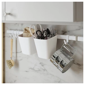 Второе фото. Рейлинг, 4 крючка, 2 контейнера - IKEA SUNNERSTA, 60 см, белый, СУННЕРСТА ИКЕА