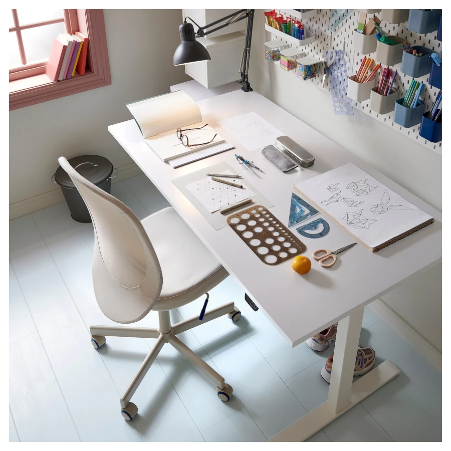 Письменный стол - IKEA RODULF, 140х80х70-117 см, белый, РОДУЛЬФ ИКЕА (изображение №2)