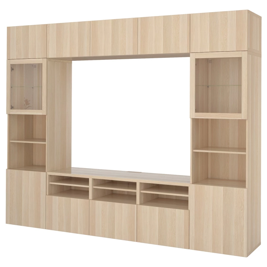 Комплект мебели д/гостиной  - IKEA BESTÅ/BESTA, 231x42x300 см, светло-коричневый, БЕСТО ИКЕА (изображение №1)