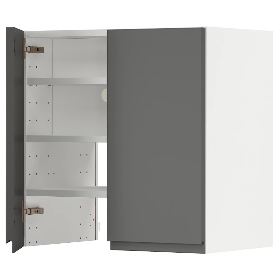 Навесной шкаф с полкой - METOD IKEA/ МЕТОД ИКЕА, 60х60 см, белый/серый (изображение №1)