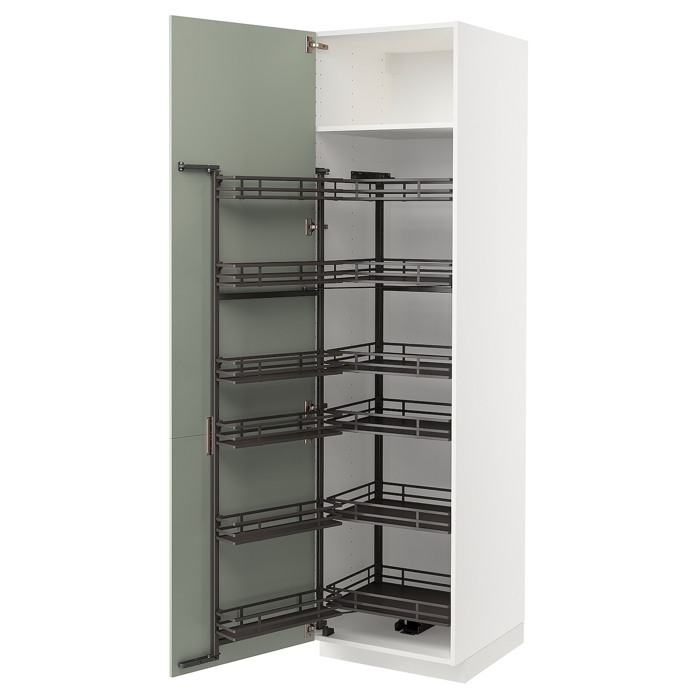 Высокий шкаф с выдвижной кладовой - IKEA METOD/МЕТОД ИКЕА, 60х60х220 см, зеленый/белый