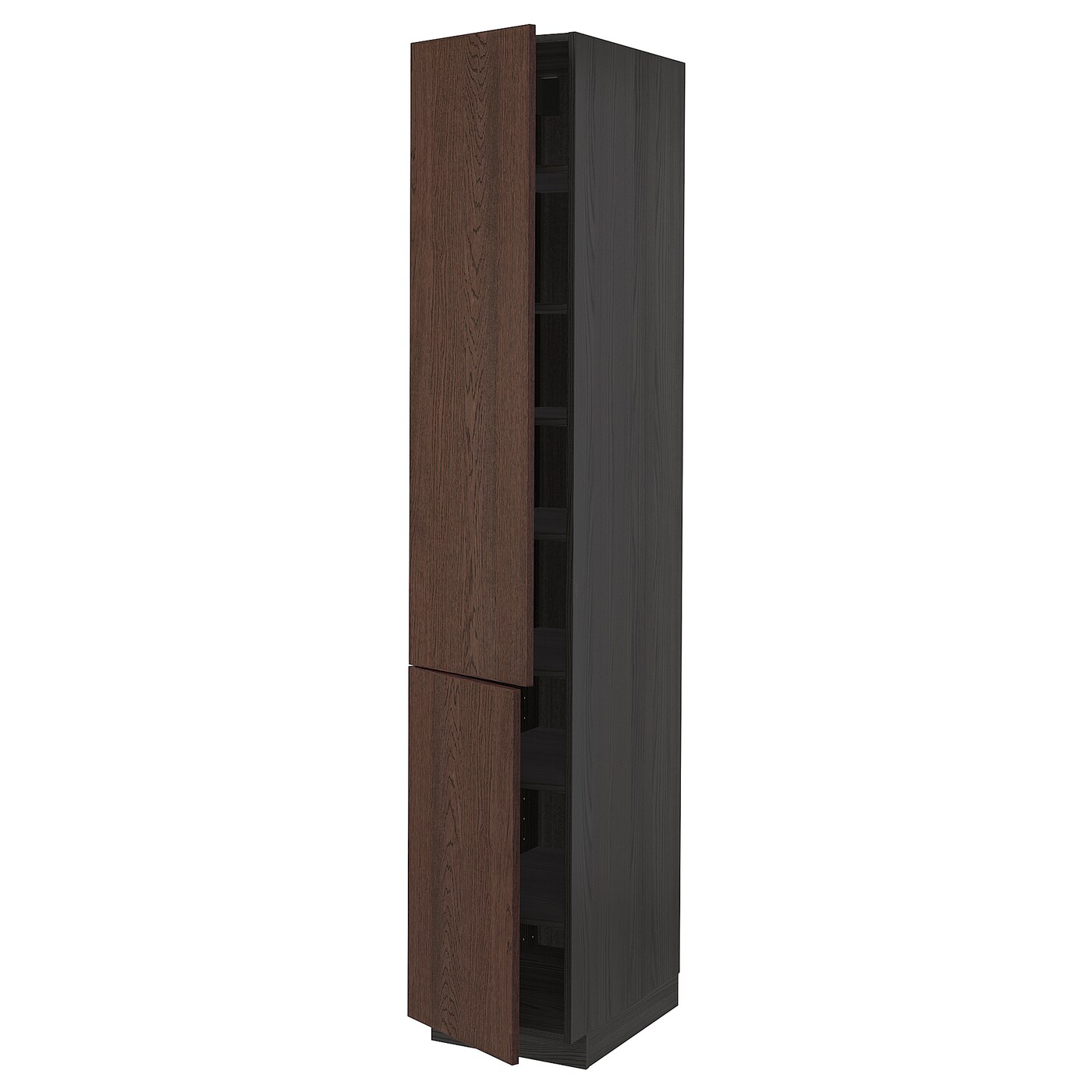 Высокий шкаф - IKEA METOD/МЕТОД ИКЕА, 220х60х40 см, черный/коричневый