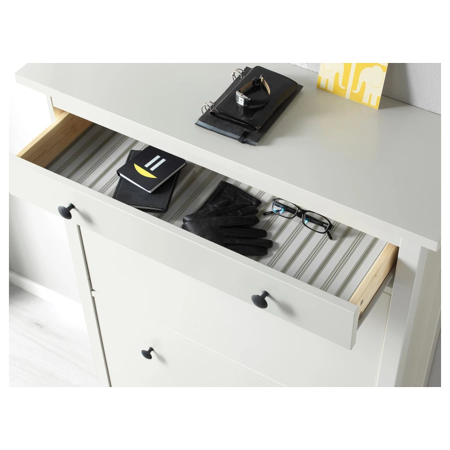 Обувной шкаф/хранение - IKEA HEMNES/ХЕМНЭС ИКЕА, 89x127 см, белый (изображение №5)